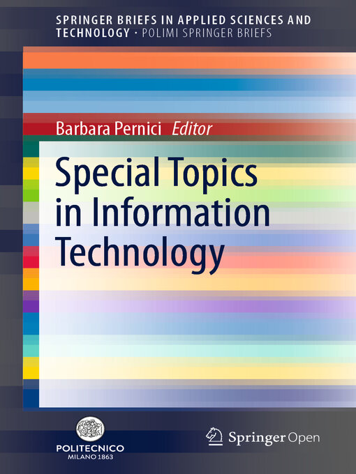 Title details for Special Topics in Information Technology by Barbara Pernici - Available